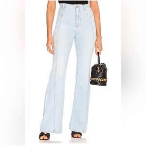 We The Free Free People Sz 32 Florence Flare Leg High Rise Blue Jeans Hippie Y2K